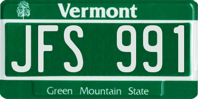 VT license plate JFS991