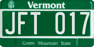 VT license plate JFT017