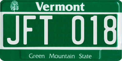 VT license plate JFT018