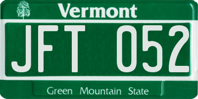 VT license plate JFT052