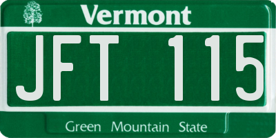 VT license plate JFT115