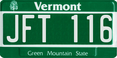 VT license plate JFT116