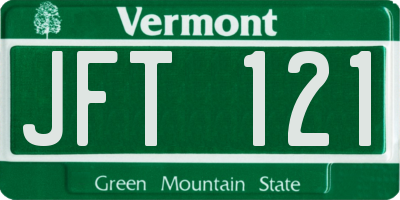 VT license plate JFT121