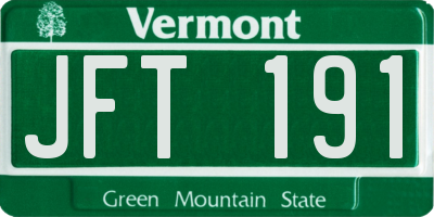 VT license plate JFT191