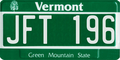 VT license plate JFT196