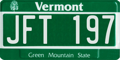 VT license plate JFT197