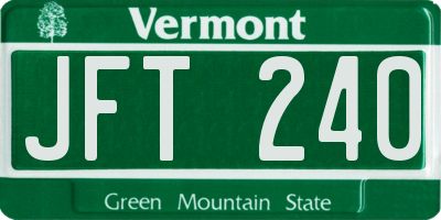 VT license plate JFT240