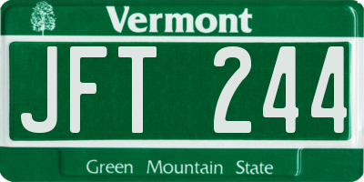 VT license plate JFT244