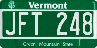 VT license plate JFT248