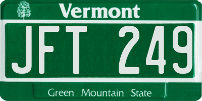 VT license plate JFT249