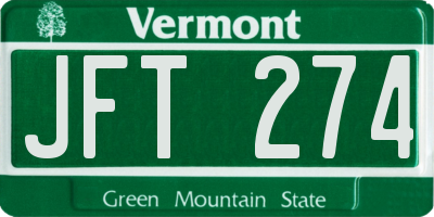 VT license plate JFT274