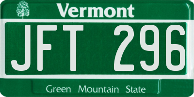 VT license plate JFT296
