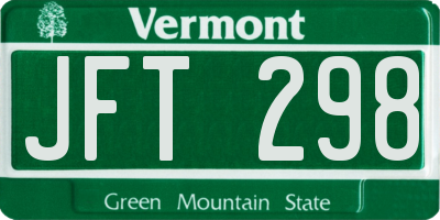 VT license plate JFT298