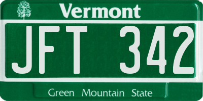 VT license plate JFT342
