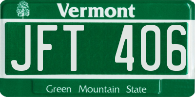 VT license plate JFT406