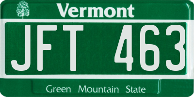 VT license plate JFT463