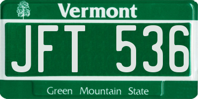 VT license plate JFT536