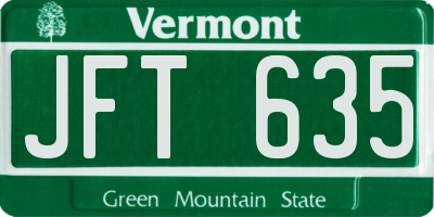 VT license plate JFT635
