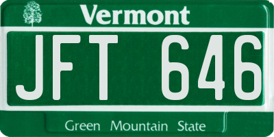 VT license plate JFT646