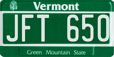 VT license plate JFT650