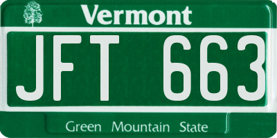 VT license plate JFT663