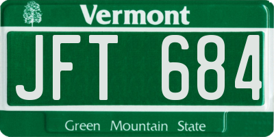 VT license plate JFT684
