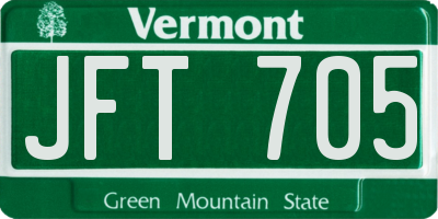 VT license plate JFT705