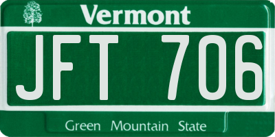 VT license plate JFT706
