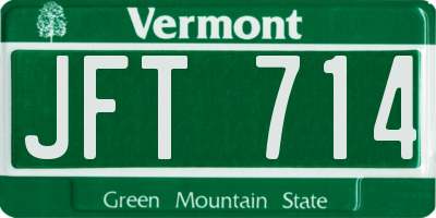 VT license plate JFT714