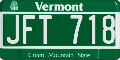 VT license plate JFT718