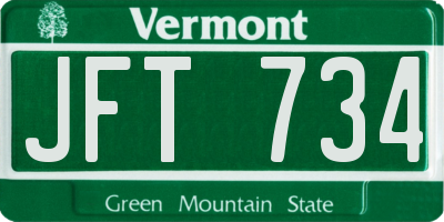 VT license plate JFT734