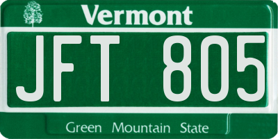 VT license plate JFT805