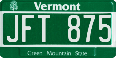 VT license plate JFT875