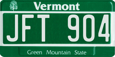 VT license plate JFT904