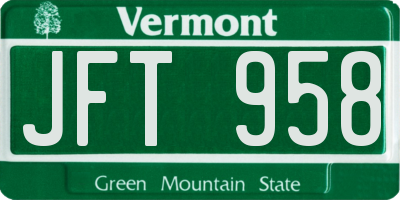 VT license plate JFT958