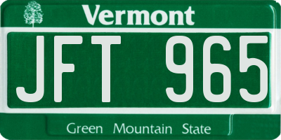 VT license plate JFT965