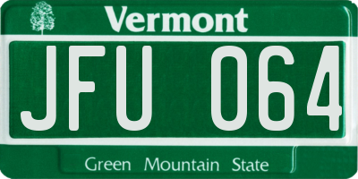 VT license plate JFU064