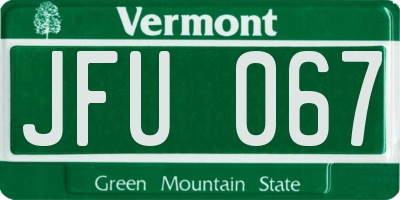 VT license plate JFU067