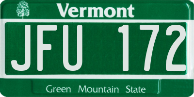 VT license plate JFU172