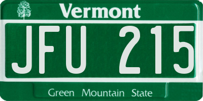 VT license plate JFU215