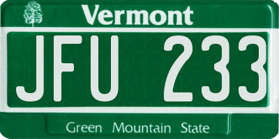 VT license plate JFU233