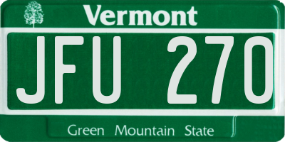 VT license plate JFU270
