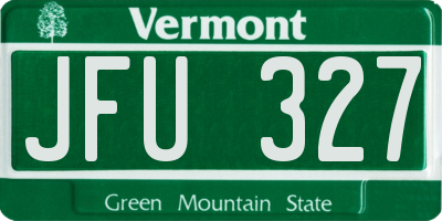 VT license plate JFU327