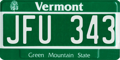 VT license plate JFU343
