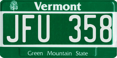 VT license plate JFU358