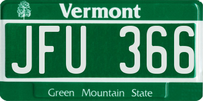 VT license plate JFU366