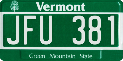 VT license plate JFU381