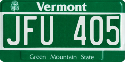 VT license plate JFU405