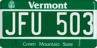 VT license plate JFU503