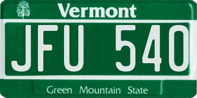 VT license plate JFU540